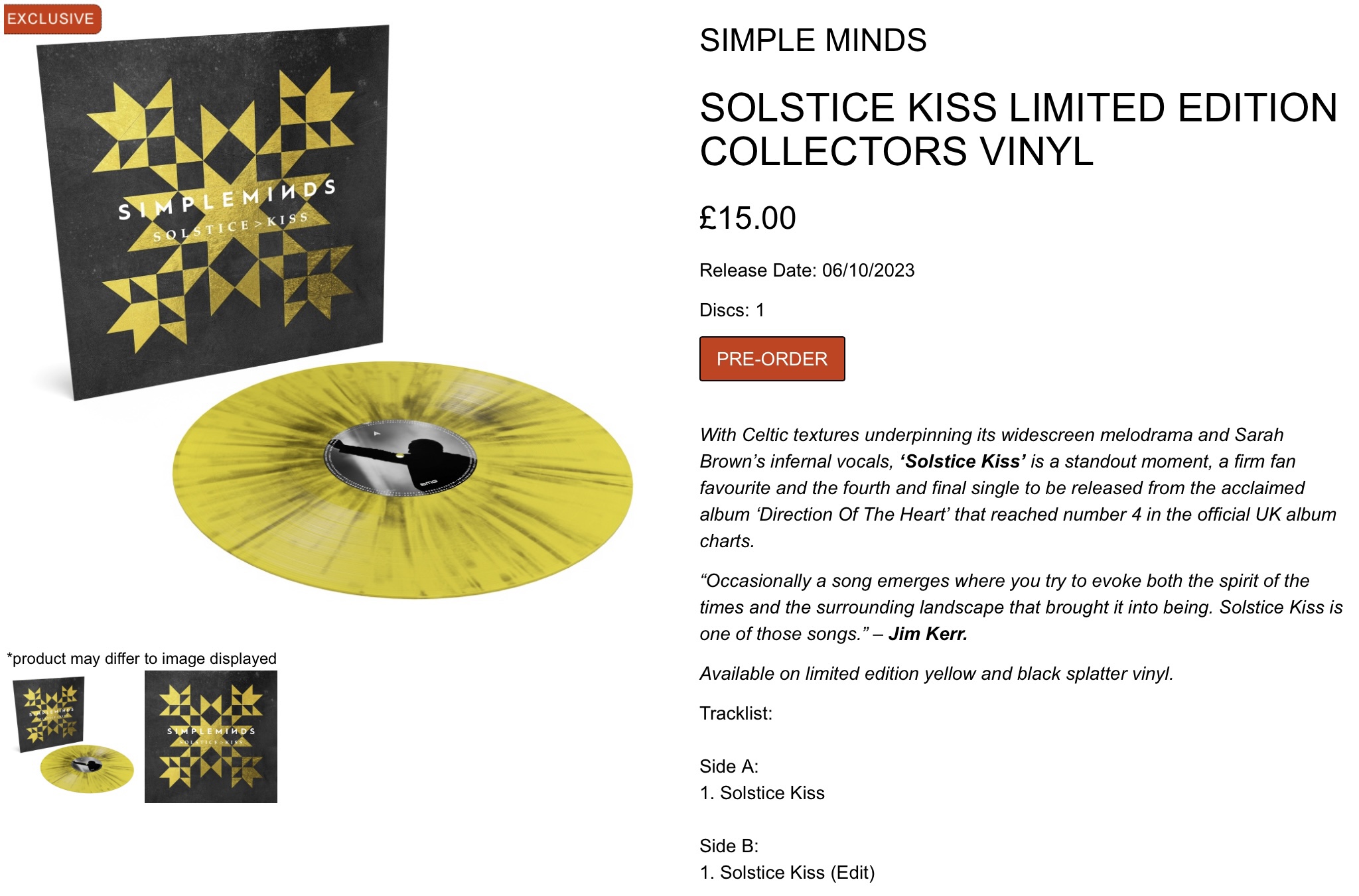 A Reminder – Solstice Kiss 12″ Vinyl Out Tomorrow – Among Other Things!