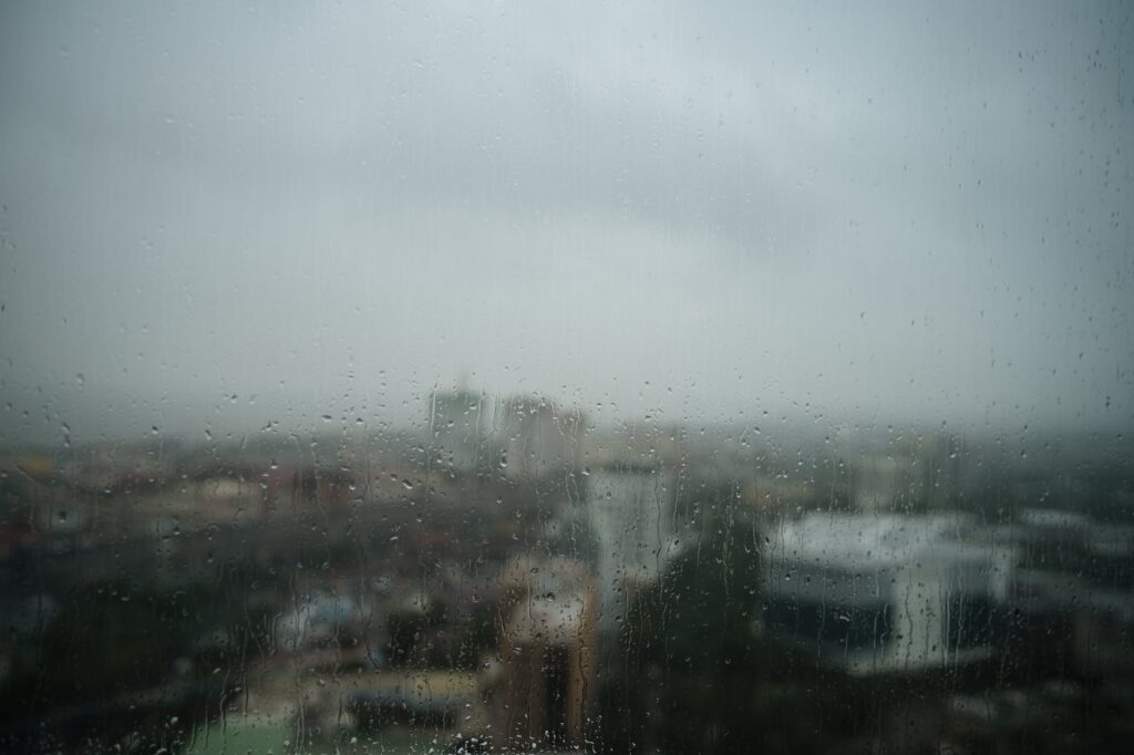 raindrops on window in rain