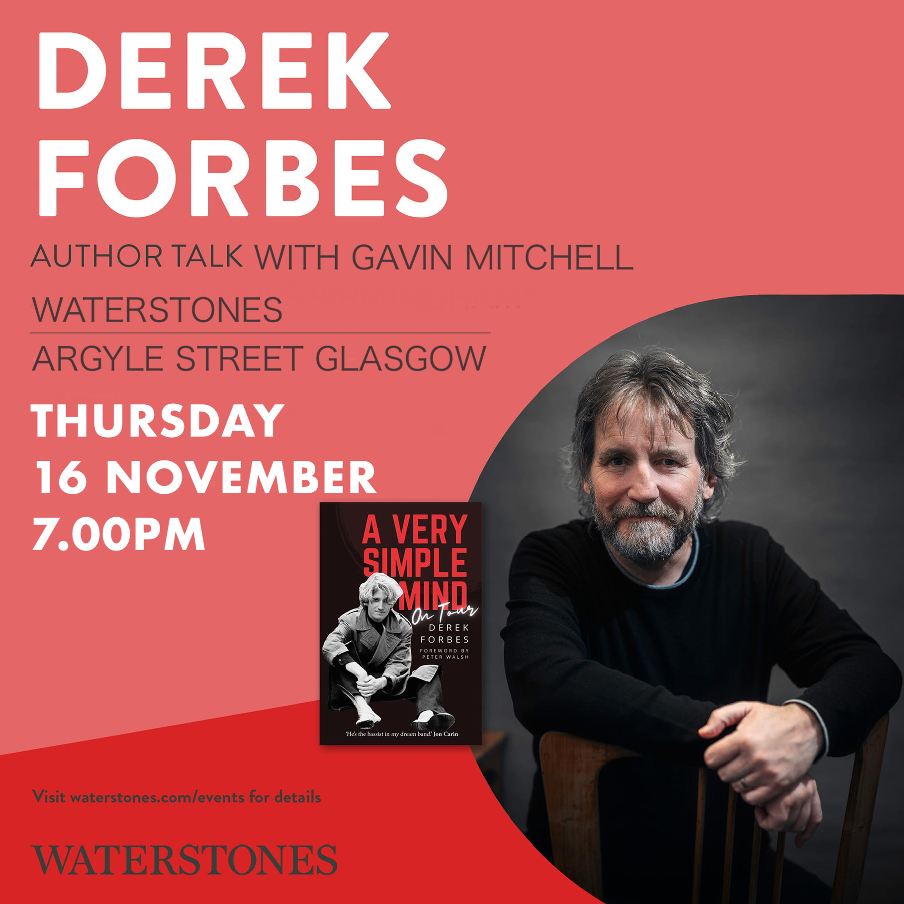 A Reminder For Tomorrow: Derek Forbes at Waterstones Argyle Street